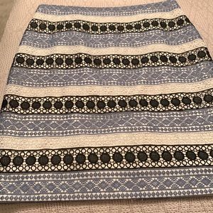Talbots skirt with blue and white crocheted overlay